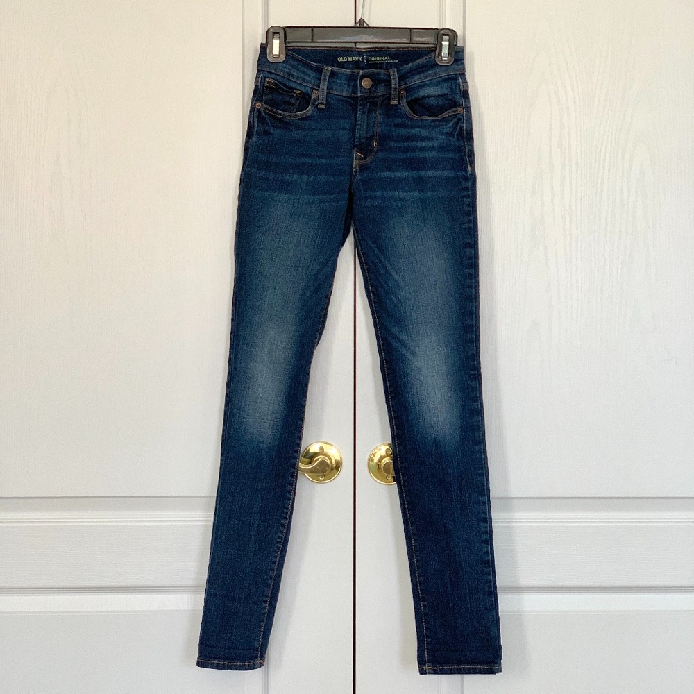Mid Rise Dark Blue Wash Jeans